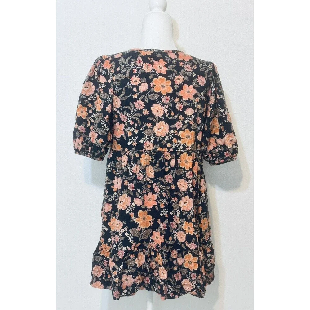 Old Navy Youth Girls Size 14 XL Short Sleeve Ruffled Foral Babydoll Dress